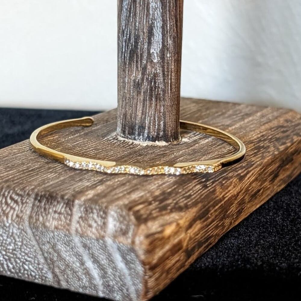 Stella & Dot  Signed Gold Tone Pave Chevron Cuff Bracelet